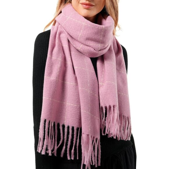 Accessories - Women Pink Large Chunky Scarves Cozy Shawls Wraps Winter Scarf